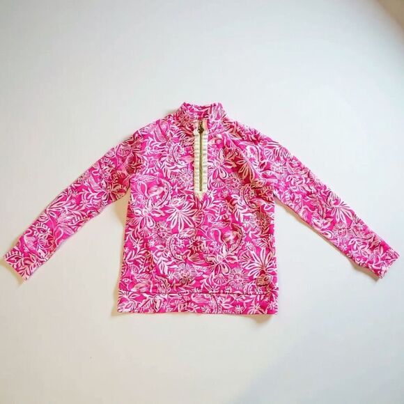 Lilly Pulitzer Ashlee Pullover Passion Pink Floral Print Long Sleeve Top XS - Picture 2 of 6